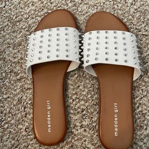 Madden Girl white studded sandals